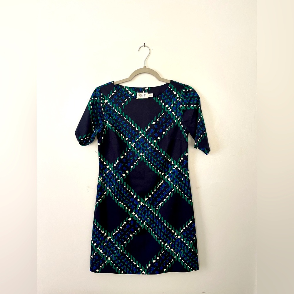 Eliza J Navy and Green Mini Dress